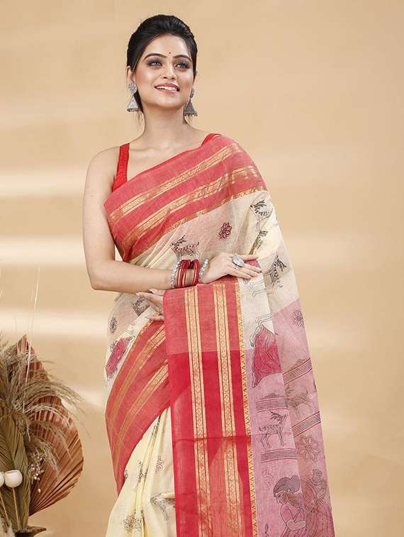 women printed handloom saree - 22262582 -  Standard Image - 2