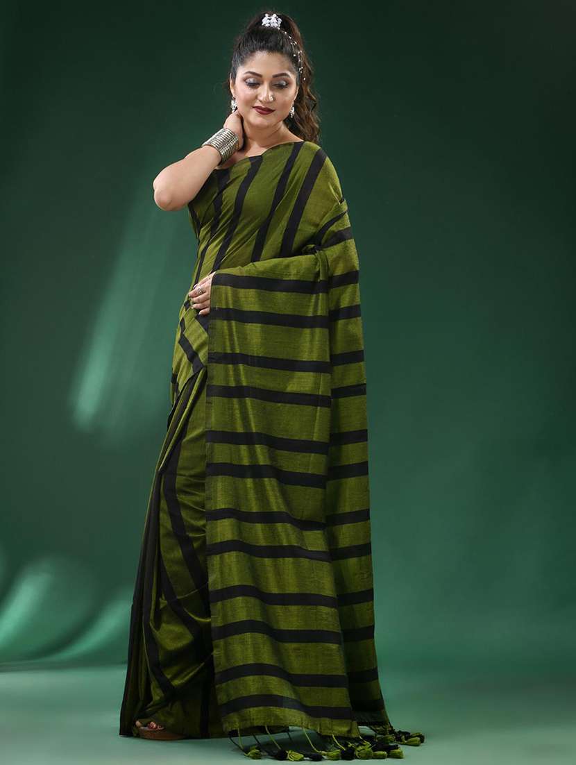 women striped handloom saree - 22263314 -  Standard Image - 2