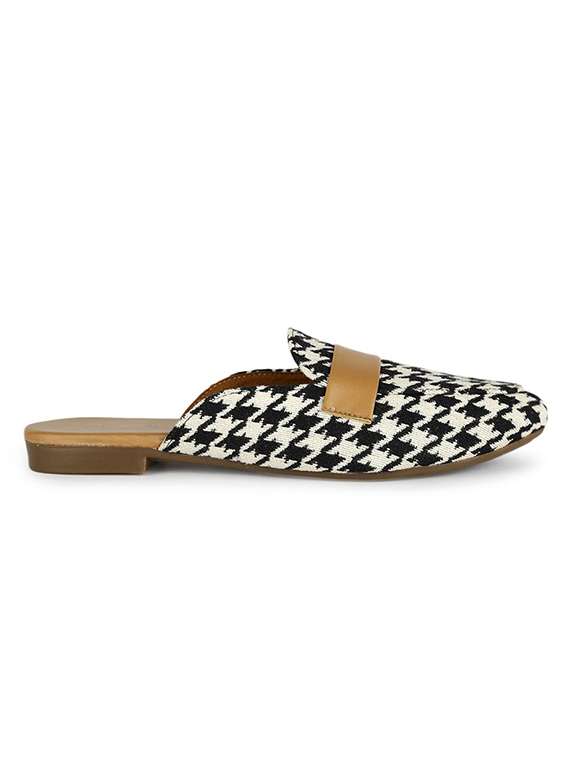 women houndstooth print flat mules - 22263439 -  Standard Image - 2