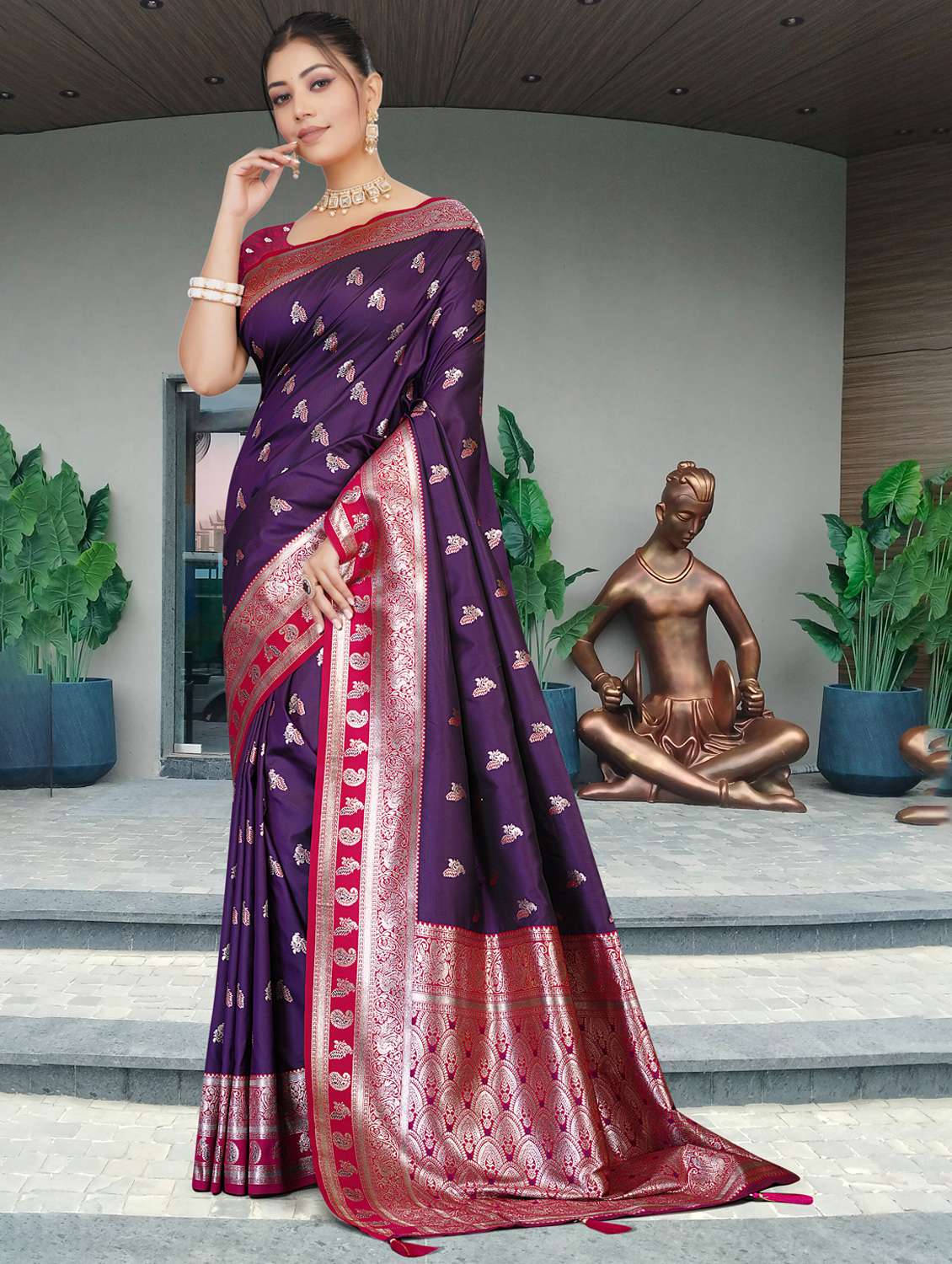 women self design banarasi saree with blouse - 22263459 -  Standard Image - 2