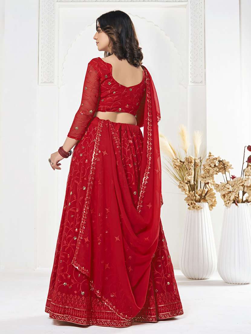 women solid with work semi stitched flared lehenga - 22263482 -  Standard Image - 2