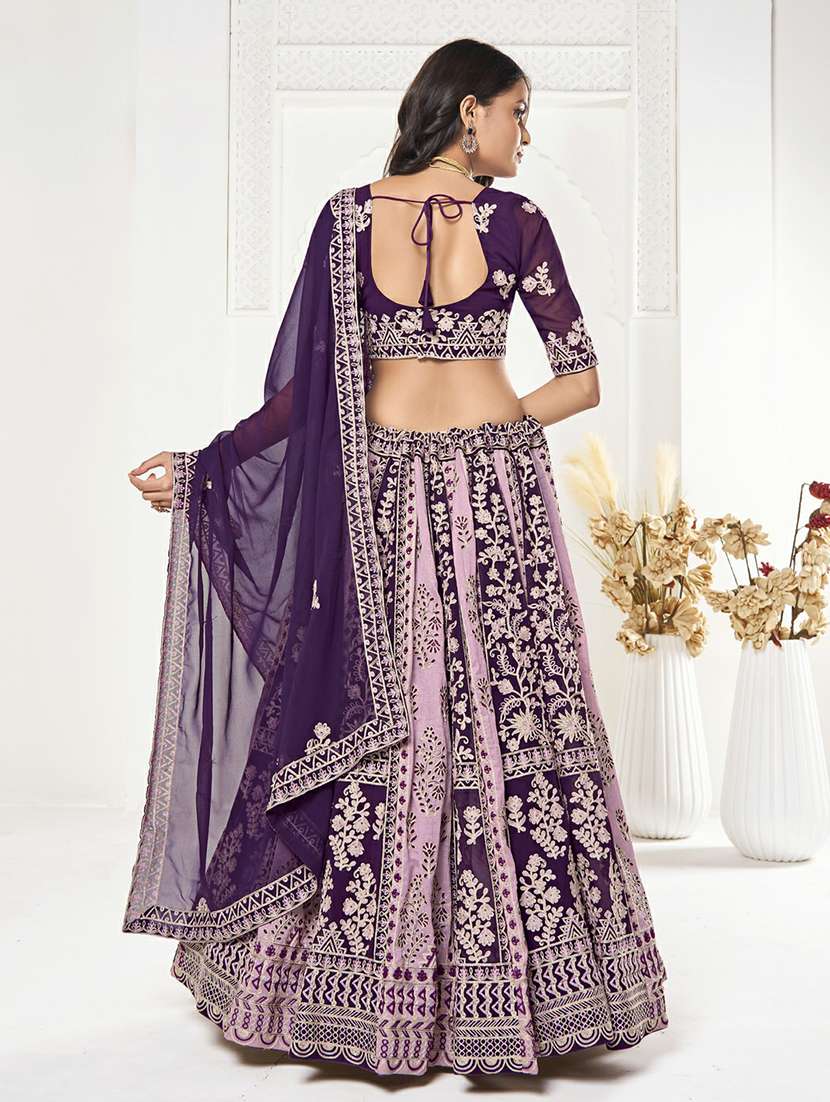 women color block semi stitched flared lehenga - 22263485 -  Standard Image - 2