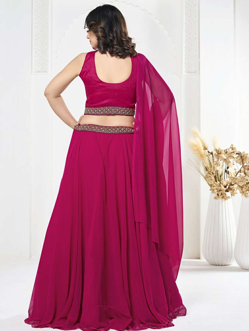 women solid semi stitched flared lehenga - 22263488 -  Standard Image - 2