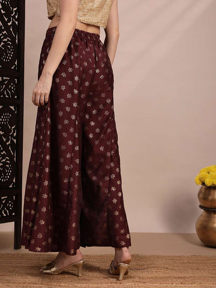 women foil print high rise flared palazzo - 22263508 -  Standard Image - 2