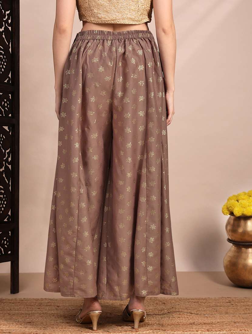 women foil print high rise flared palazzo - 22263509 -  Standard Image - 2