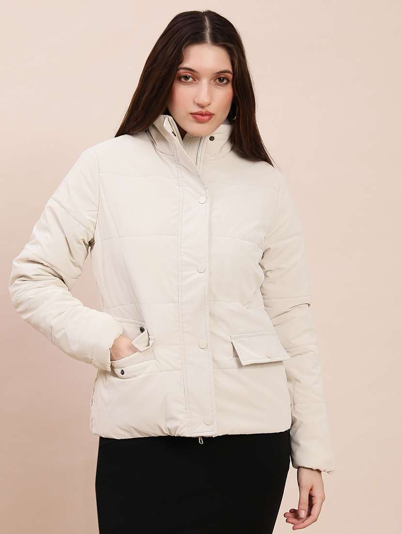 women solid long sleeve puffer jacket - 22263510 -  Standard Image - 2