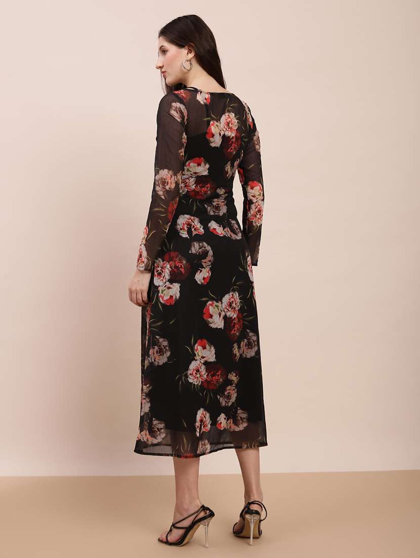 women floral print long sleeve a-line dress - 22263513 -  Standard Image - 2