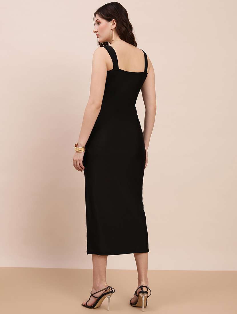 women solid shoulder strap bodycon dress - 22263525 -  Standard Image - 2