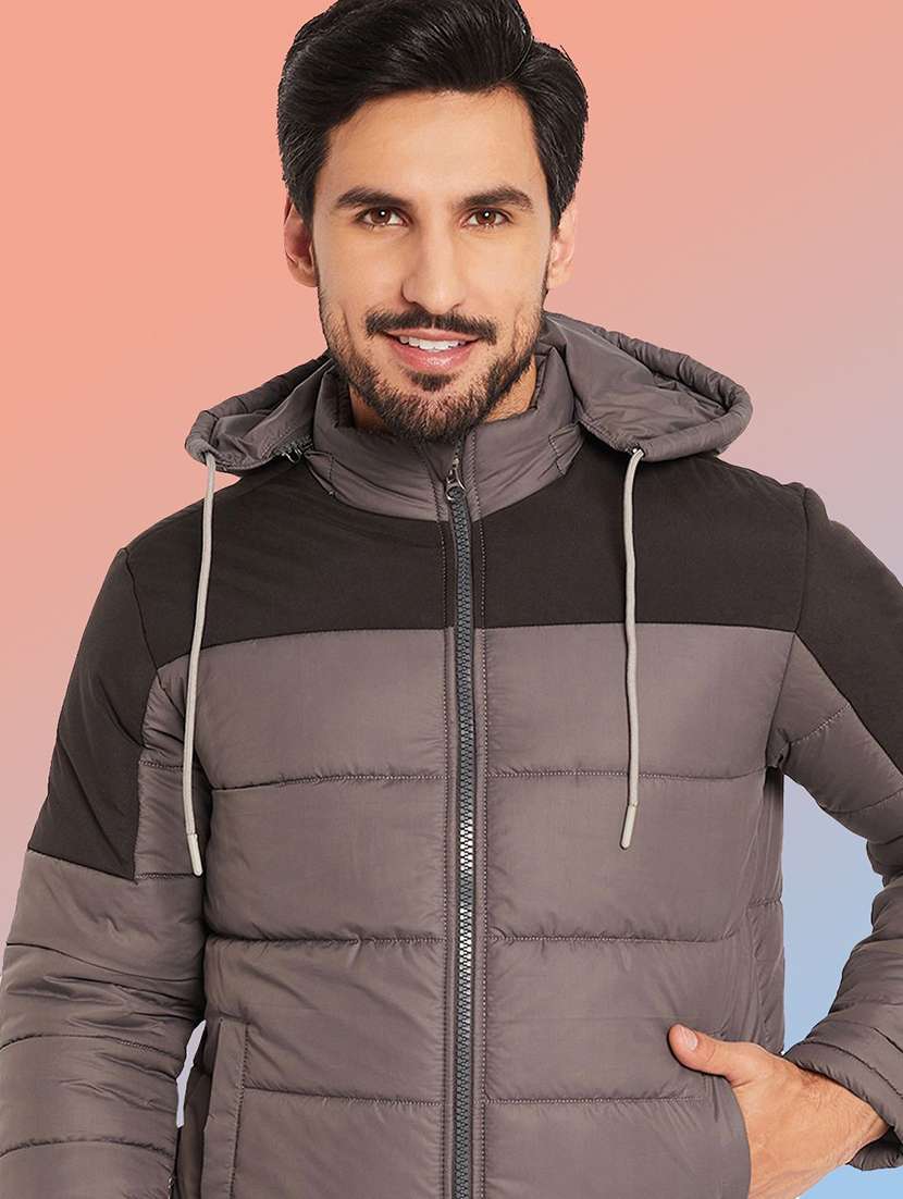 men color block long sleeve puffer jacket - 22263587 -  Standard Image - 2