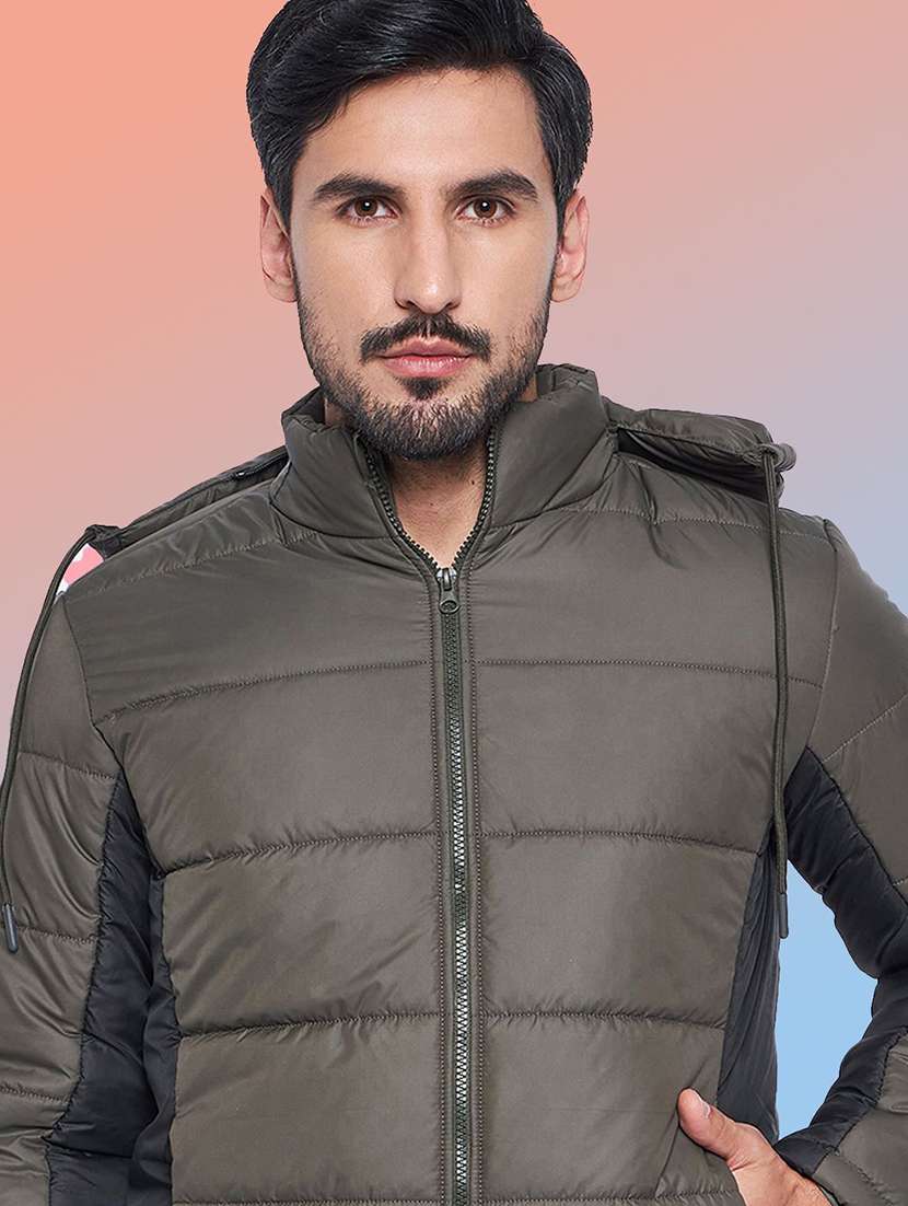men color block long sleeve puffer jacket - 22263588 -  Standard Image - 2