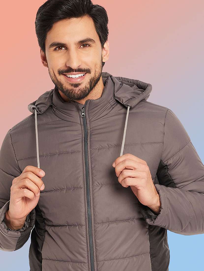 men color block long sleeve puffer jacket - 22263590 -  Standard Image - 2