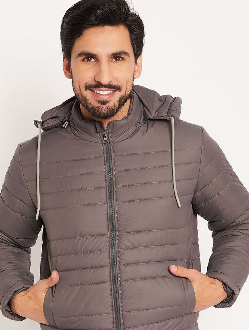 men solid long sleeve hooded puffer jacket - 22263593 -  Standard Image - 2