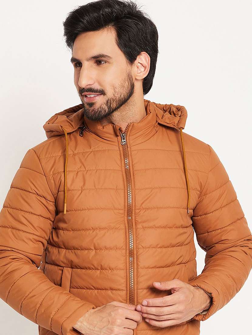 men solid long sleeve hooded puffer jacket - 22263600 -  Standard Image - 2