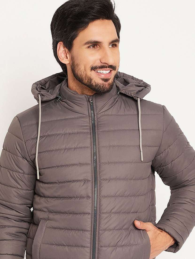 men solid long sleeve hooded puffer jacket - 22263605 -  Standard Image - 2