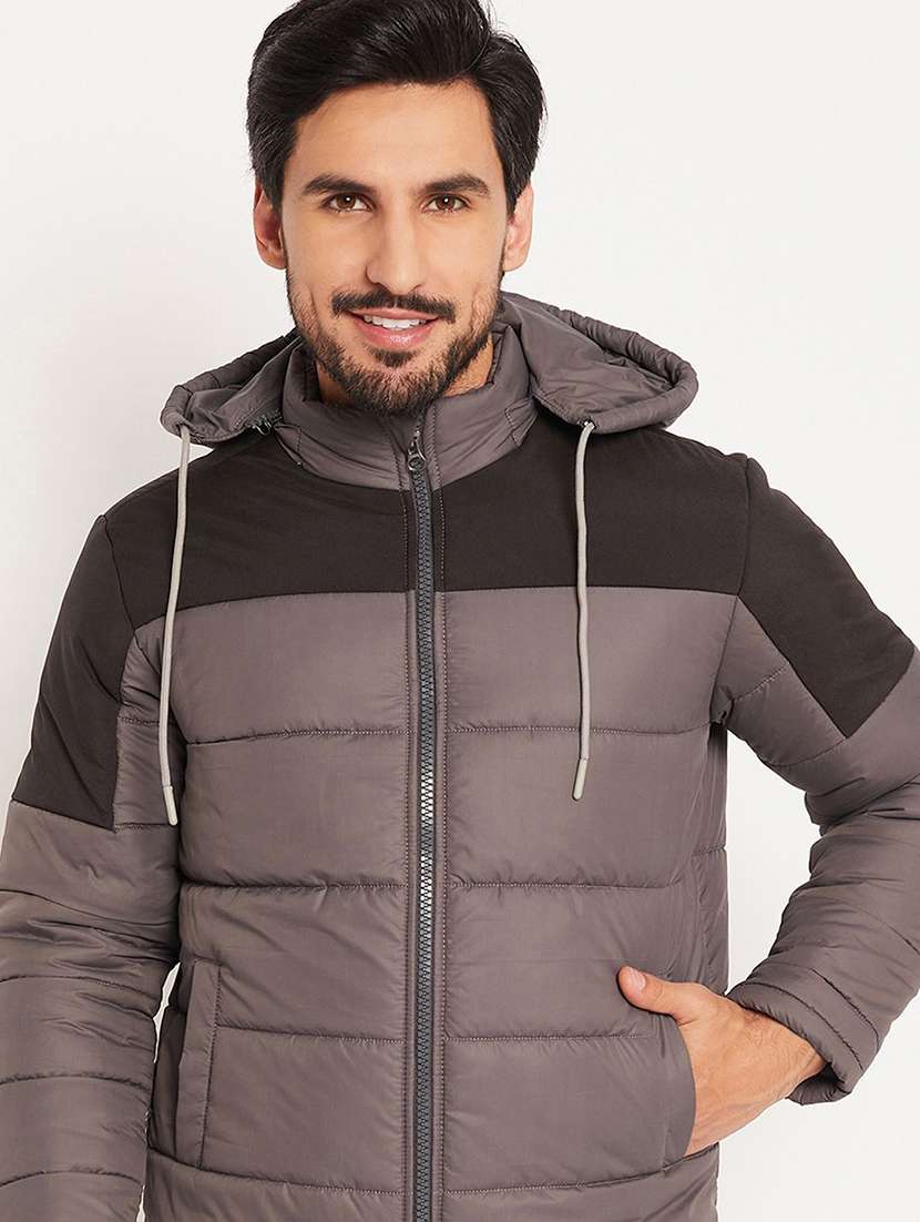 men color blocked long sleeve hooded puffer jacket - 22263615 -  Standard Image - 2
