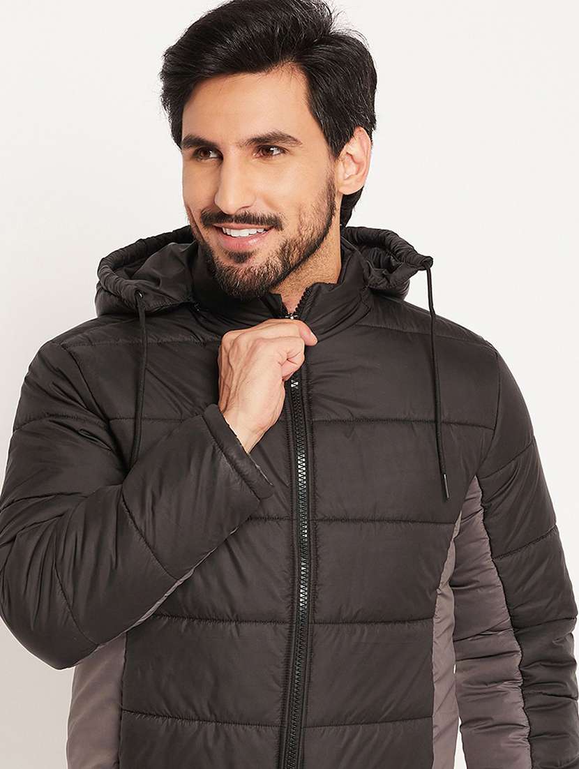 men color blocked long sleeve hooded puffer jacket - 22263624 -  Standard Image - 2