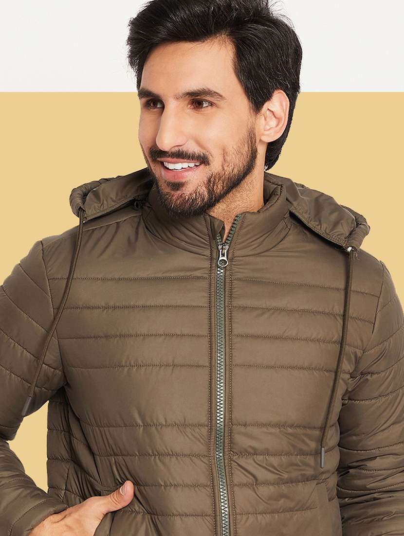 men solid long sleeve puffer jacket - 22263630 -  Standard Image - 2