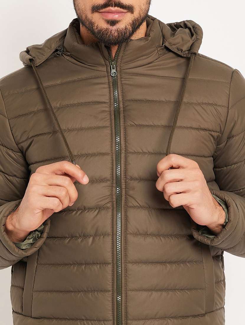 men solid long sleeve hooded puffer jacket - 22263637 -  Standard Image - 2
