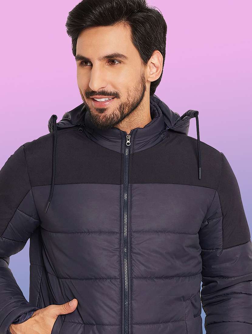 men solid long sleeve puffer jacket - 22263644 -  Standard Image - 2