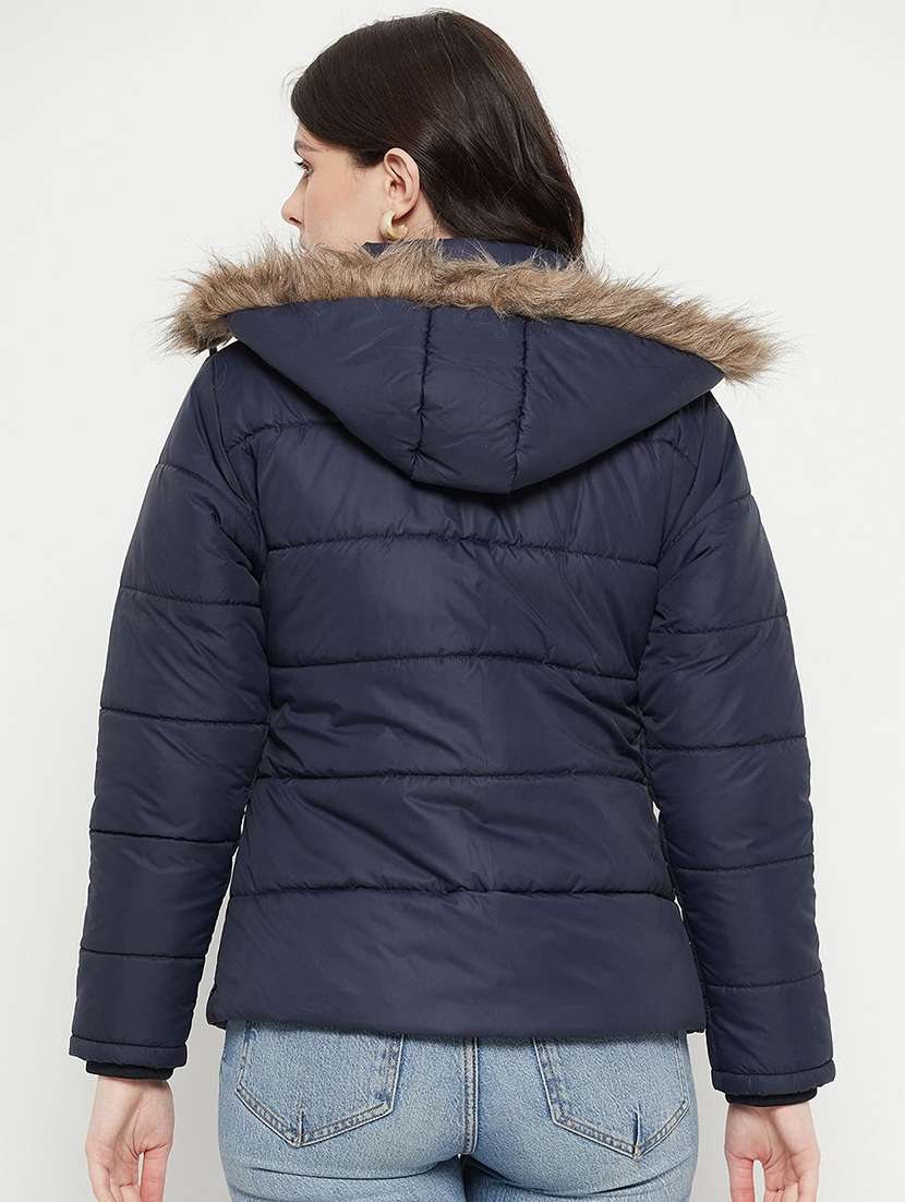 women solid long sleeve hooded quilted jacket - 22263656 -  Standard Image - 2