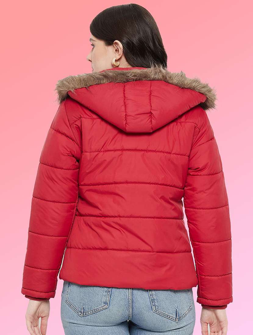 women solid long sleeve hooded quilted jacket - 22263683 -  Standard Image - 2