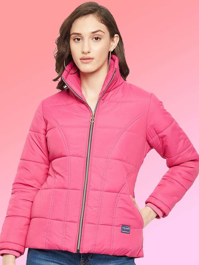 women long sleeve stand collar quilted jacket