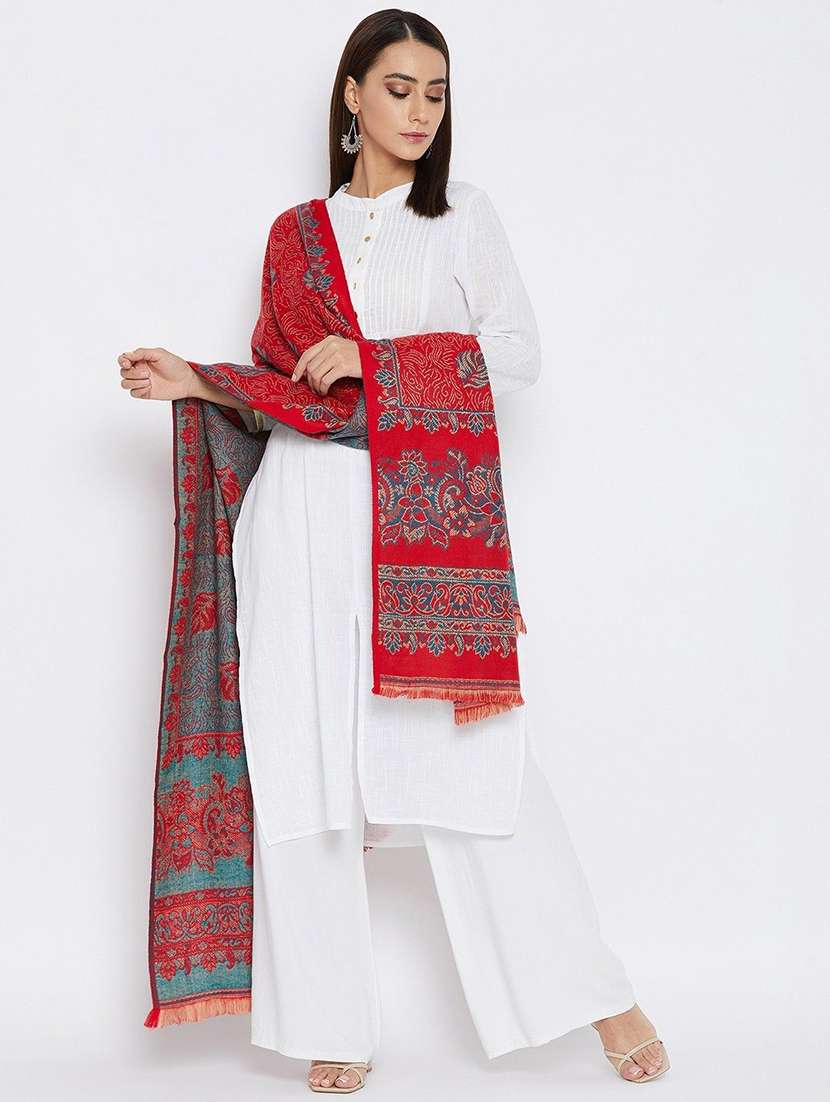 women self designed woolen shawl - 22263878 -  Standard Image - 2