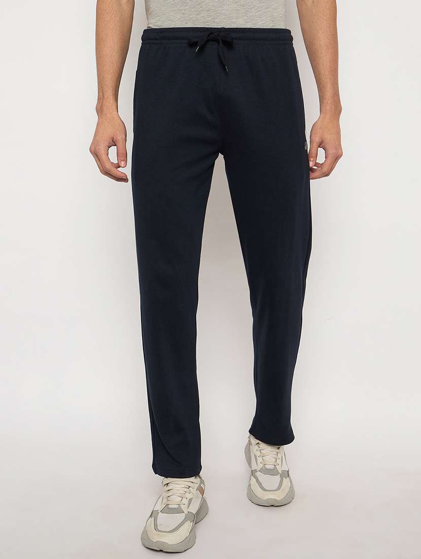 men solid mid rise regular fit track pant