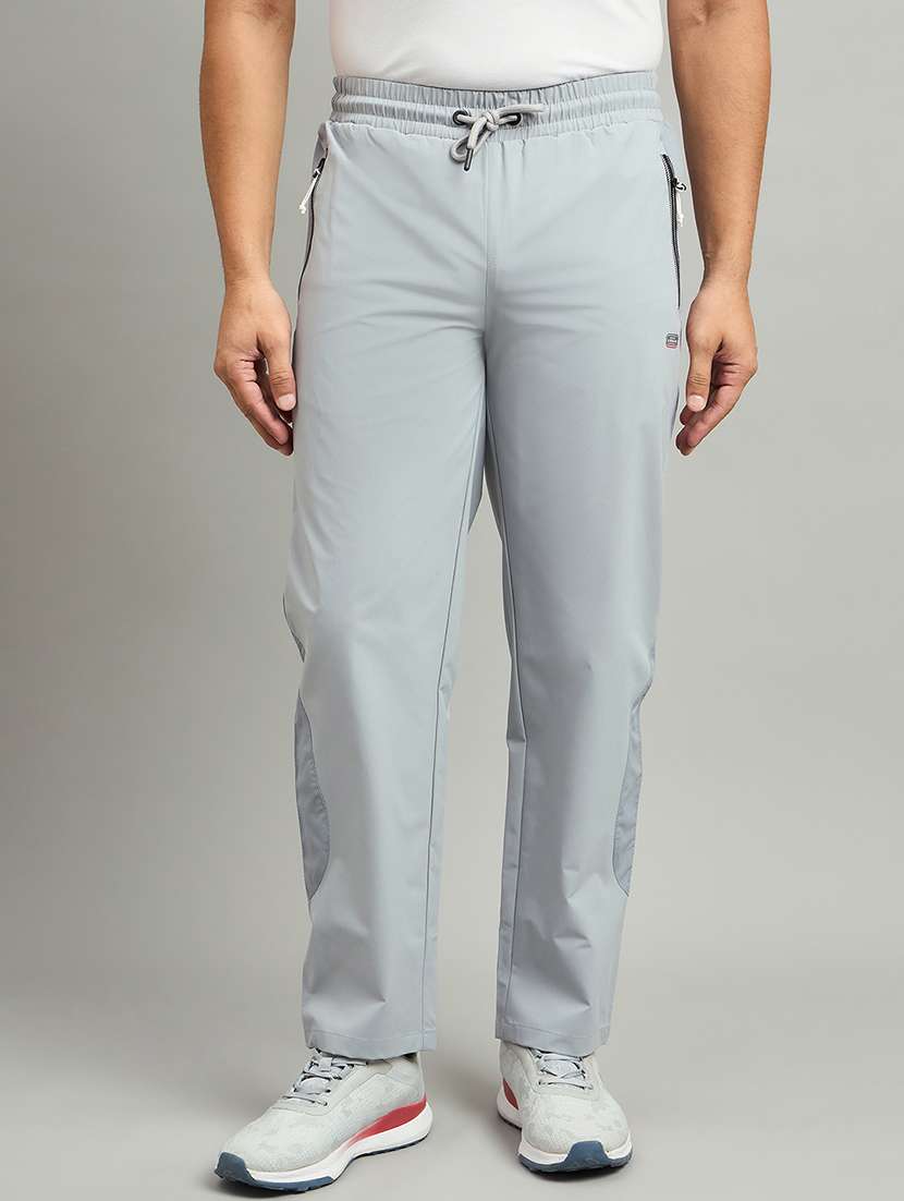 men solid mid rise regular fit track pant