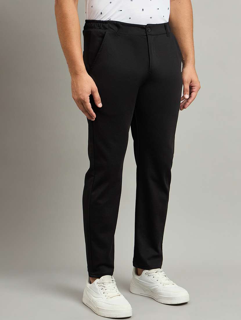 men solid mid rise regular fit track pant - 22264096 -  Standard Image - 2