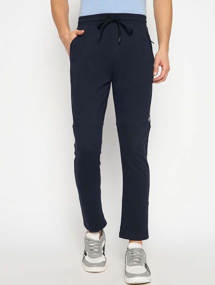 men solid mid rise regular fit track pant