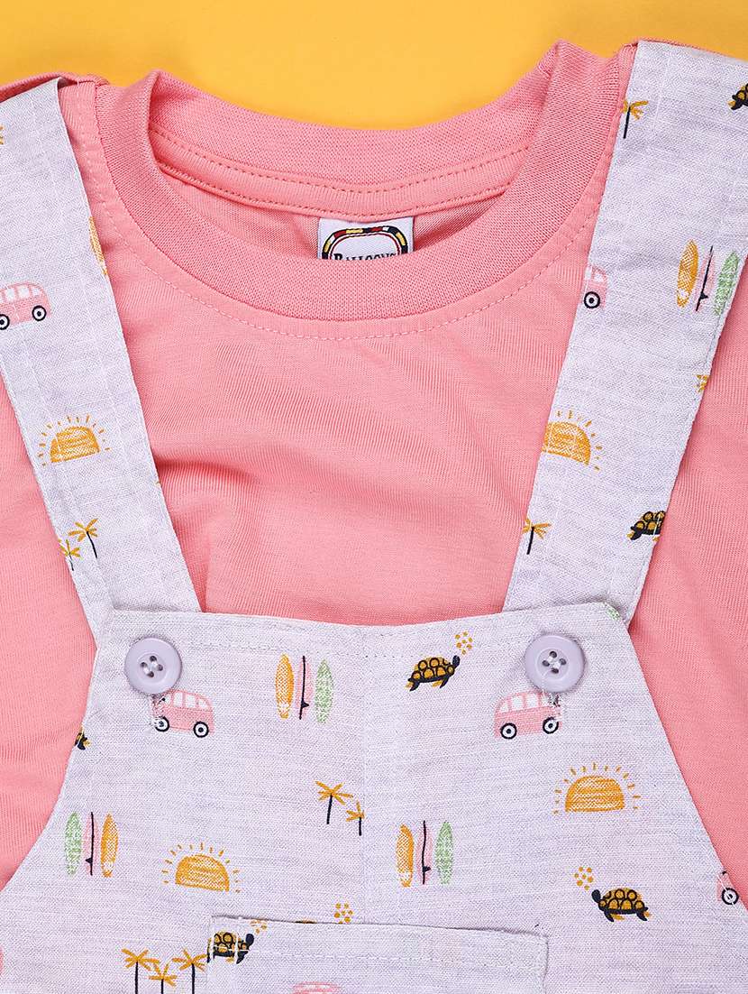 kids printed short sleeve t-shirt & dungaree set - 22264114 -  Standard Image - 2