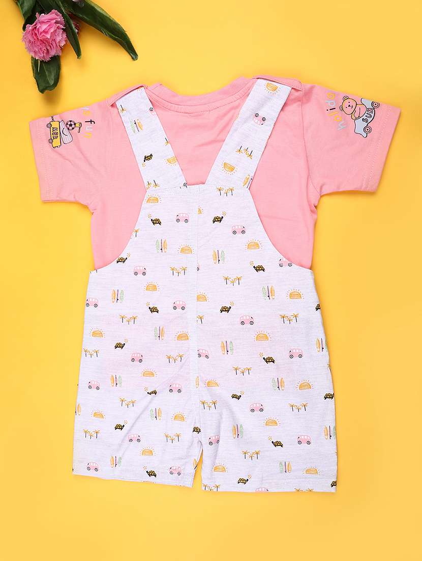 kids printed short sleeve t-shirt & dungaree set - 22264114 -  Standard Image - 2