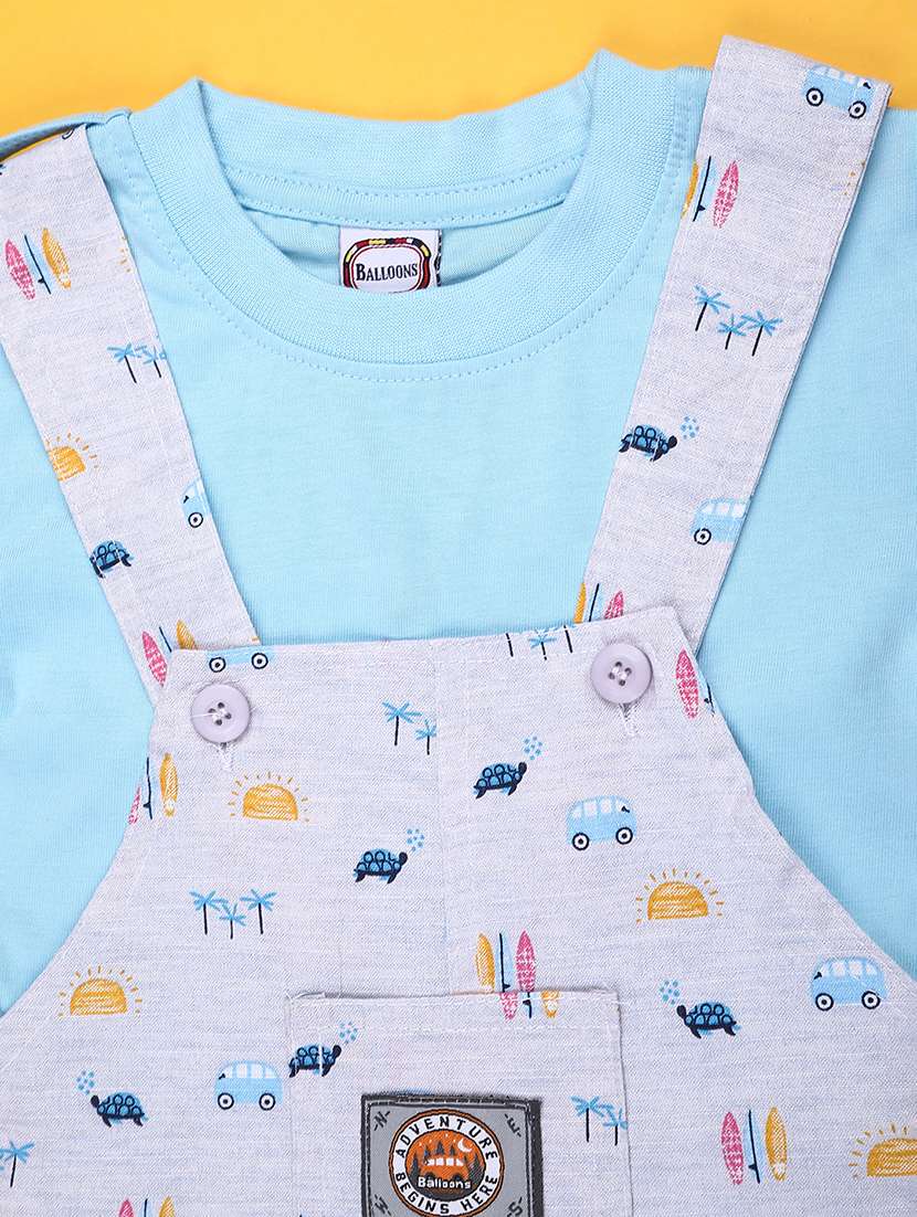 kids printed short sleeve t-shirt & dungaree set - 22264115 -  Standard Image - 2