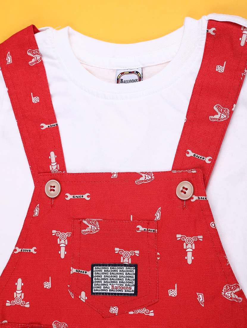 kids printed short sleeve t-shirt & dungaree set - 22264119 -  Standard Image - 2