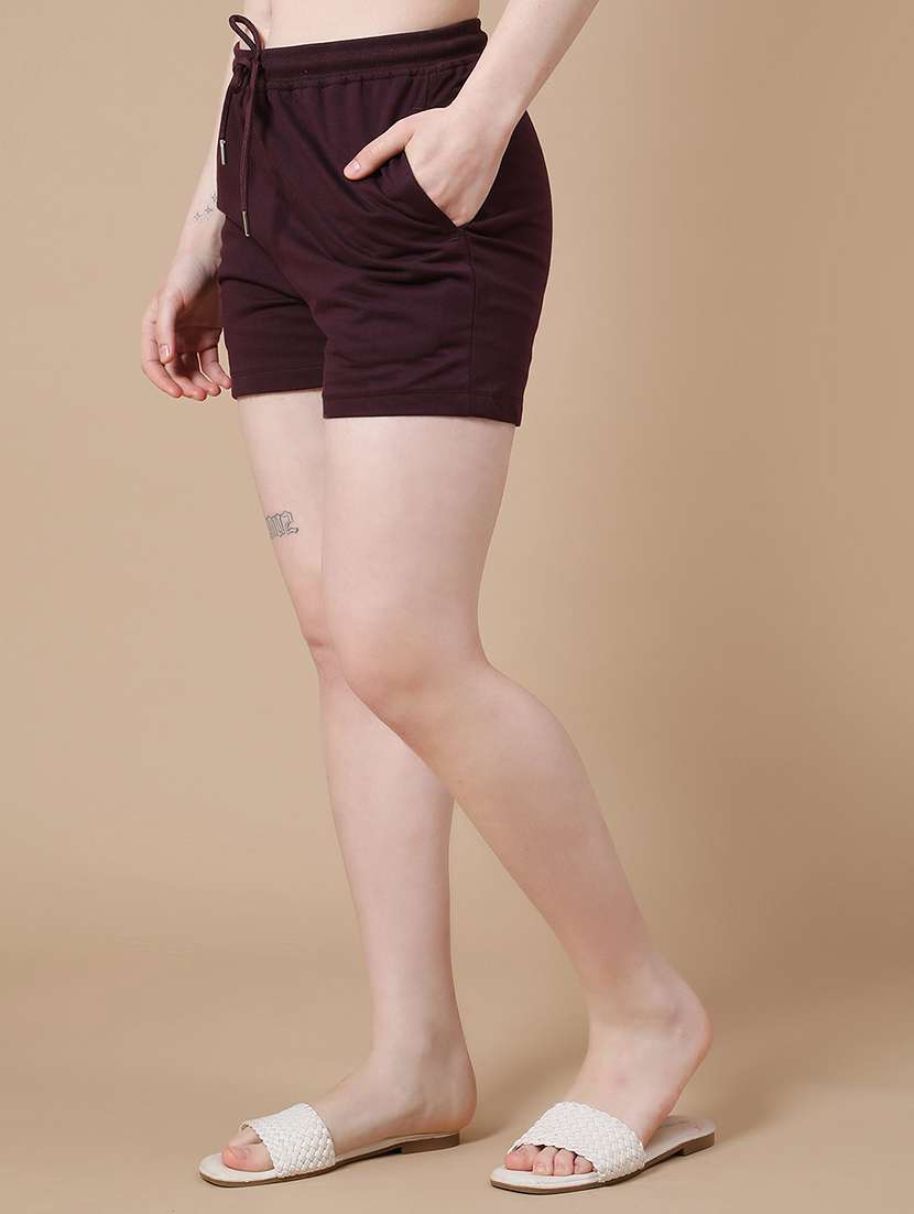 maroon cotton regular shorts - 22264147 -  Standard Image - 2