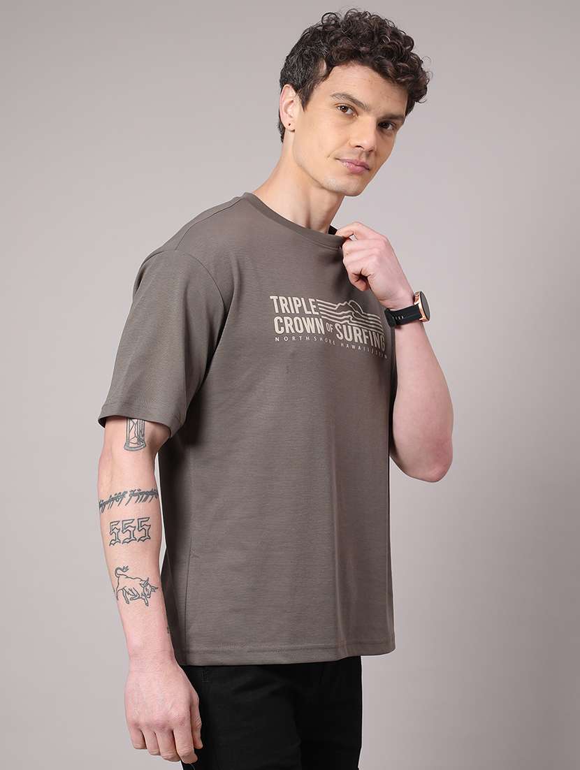 men grey cotton blend plain t-shirt - 22264177 -  Standard Image - 2