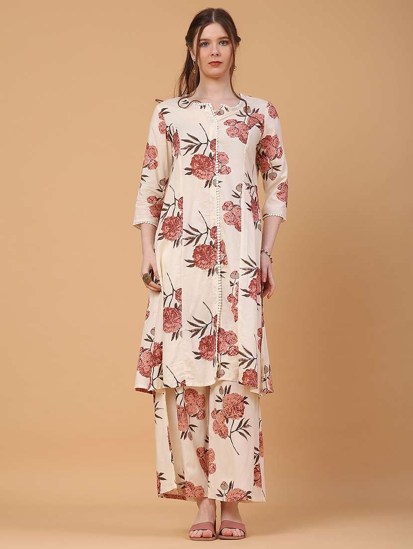 women floral three quarter sleeve ethnic co-ord set - 22264200 -  Standard Image - 2