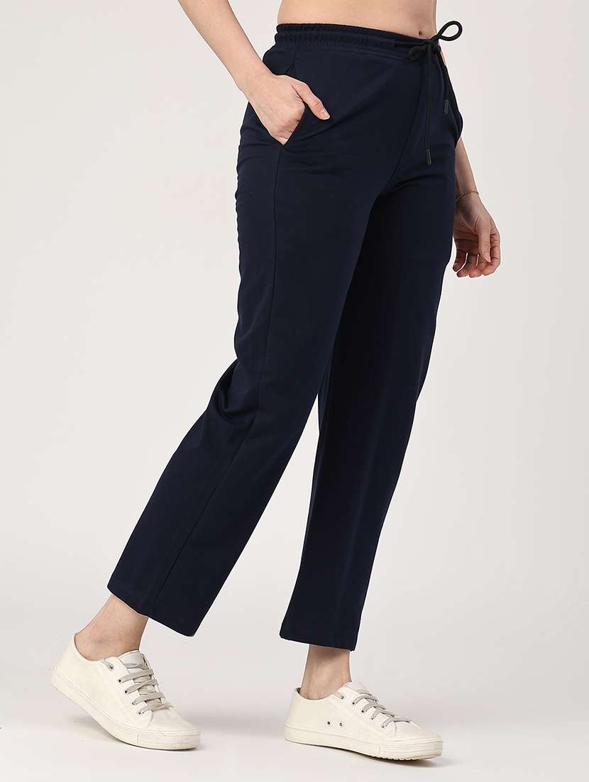 women navy blue cotton track pant full length track pant - 22264236 -  Standard Image - 2