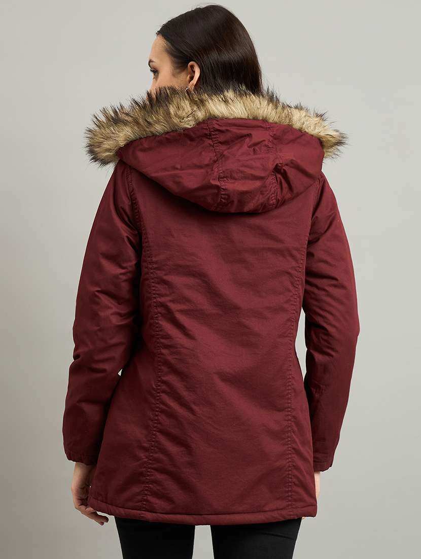 women solid long sleeve hooded quilted jacket - 22264245 -  Standard Image - 2