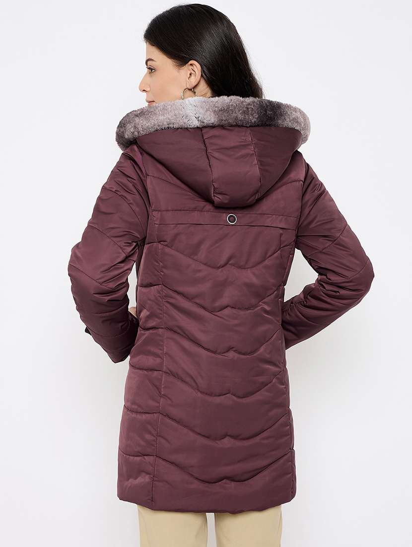 women solid long sleeve hooded quilted jacket - 22264246 -  Standard Image - 2