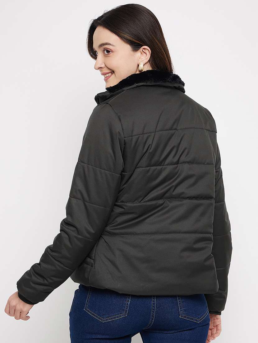 women solid long sleeve quilted jacket - 22264250 -  Standard Image - 2