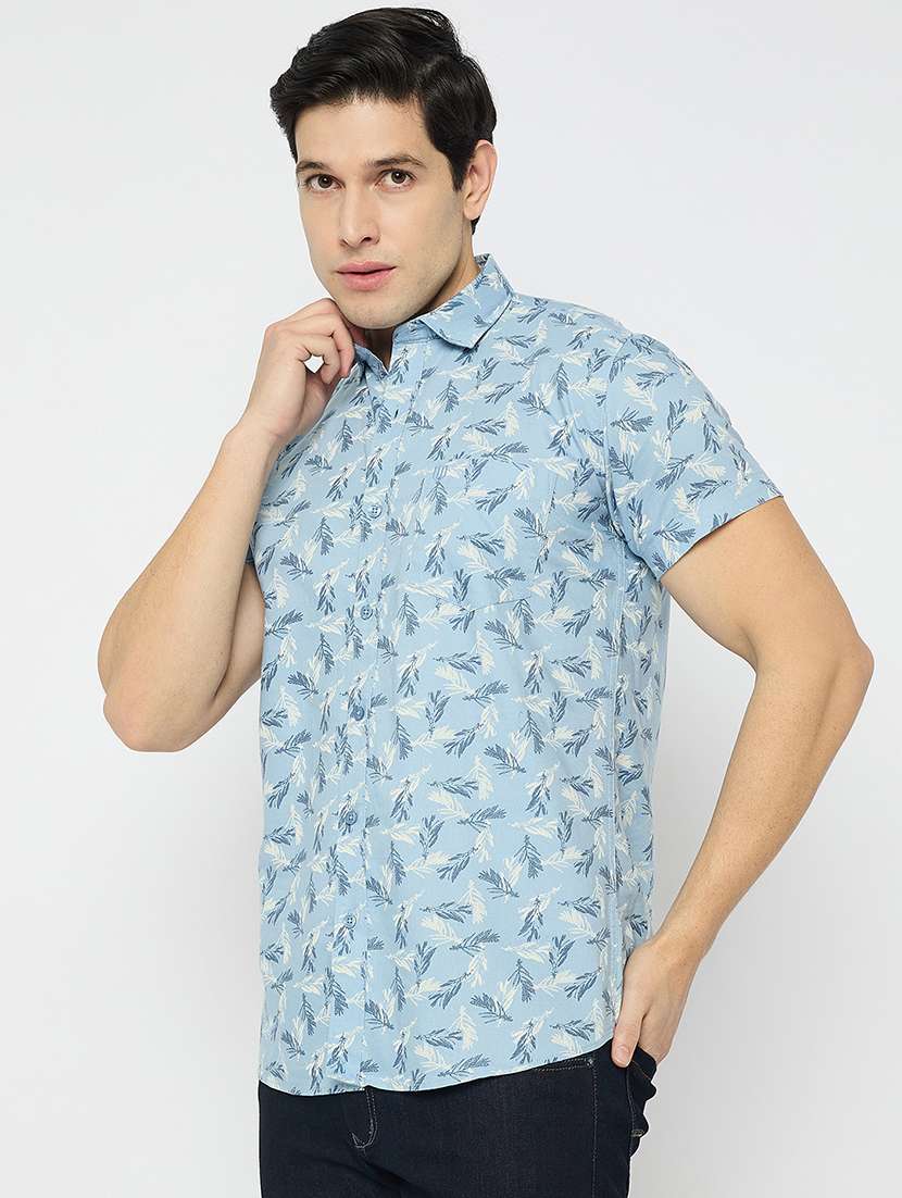 Men Printed Short Sleeve Slim Fit Casual Shirt - 22264255 -  Standard Image - 2