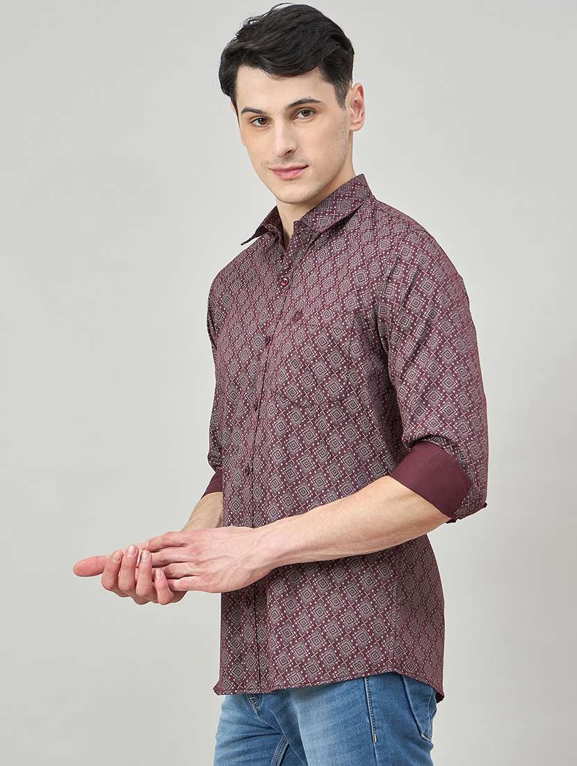 men printed long sleeve slim fit casual shirt - 22264260 -  Standard Image - 2