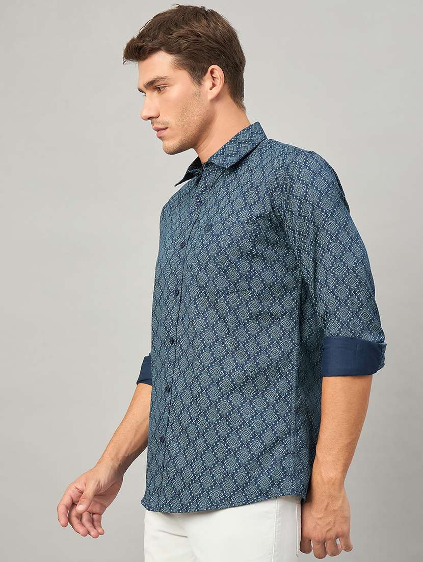 men printed long sleeve slim fit casual shirt - 22264261 -  Standard Image - 2