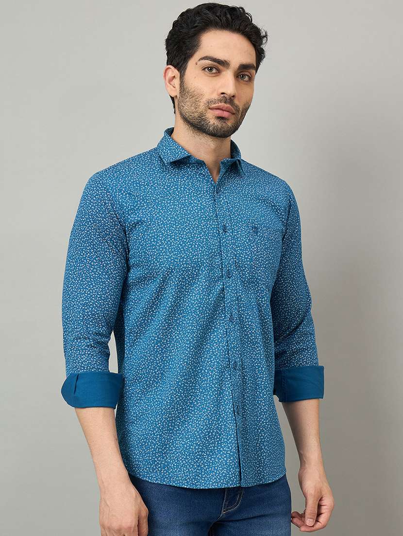 men printed long sleeve slim fit casual shirt - 22264268 -  Standard Image - 2