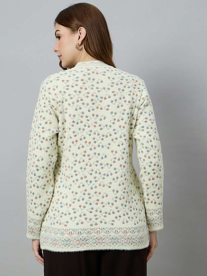 women self designed long sleeve cardigan - 22264291 -  Standard Image - 2