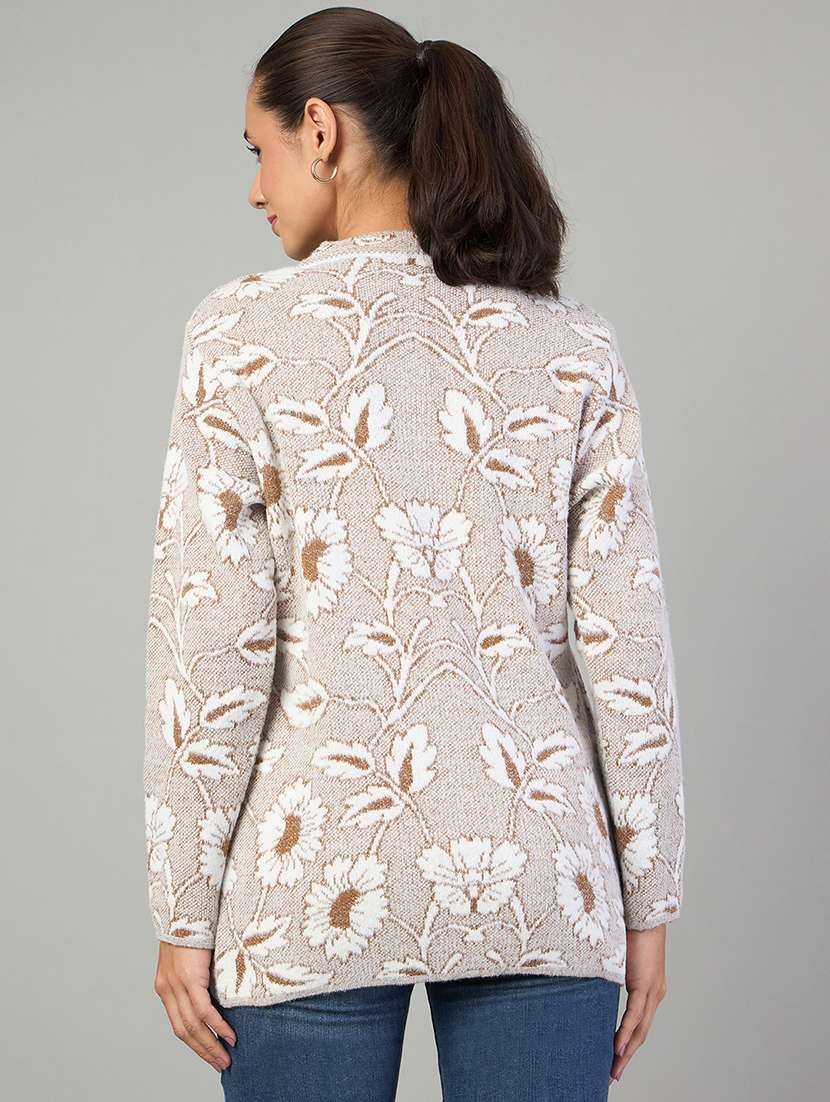 women self designed long sleeve cardigan - 22264295 -  Standard Image - 2