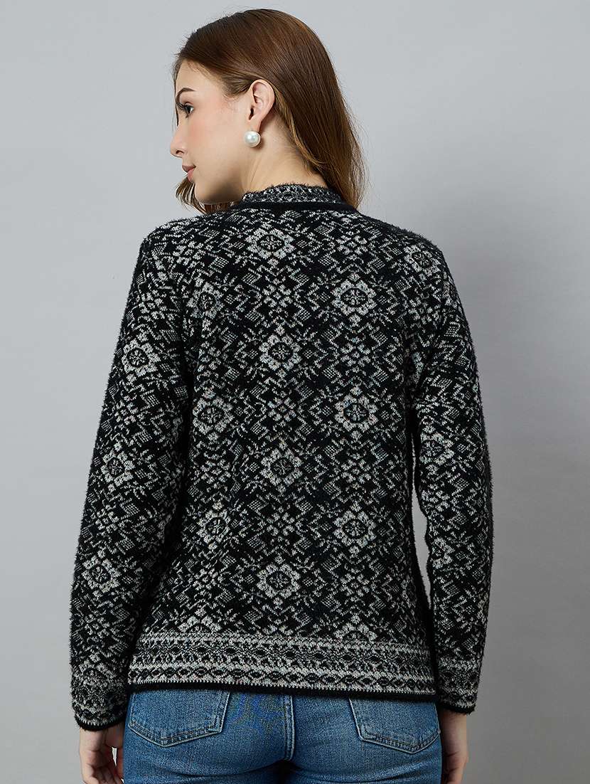 women self designed long sleeve cardigan - 22264298 -  Standard Image - 2