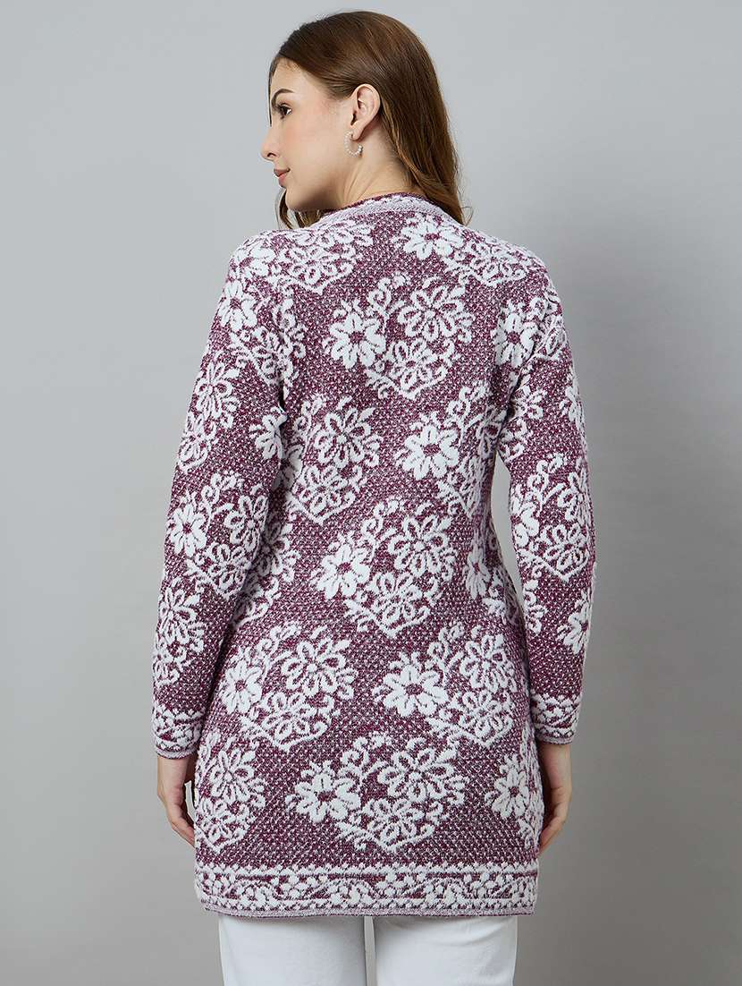 women self designed long sleeve cardigan - 22264307 -  Standard Image - 2